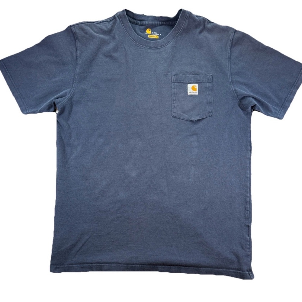 Carhartt Pocket T Shirt Men's LT Blue Original Fit Workwear Utility Logo K87